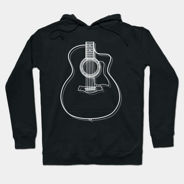 Auditorium Style Acoustic Guitar Body Outline Dark Theme Hoodie by nightsworthy